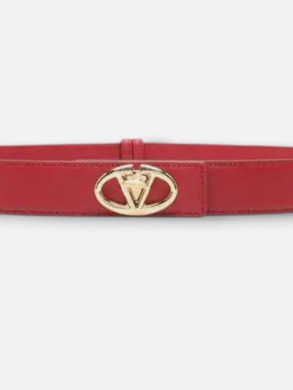 Valentino Garavani Women's Red VLogo Signature Leather Belt Size 90/36